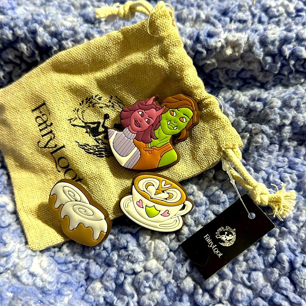 Fairyloot “Legends & Lattes” Shoe Charms, Set of 3, New!